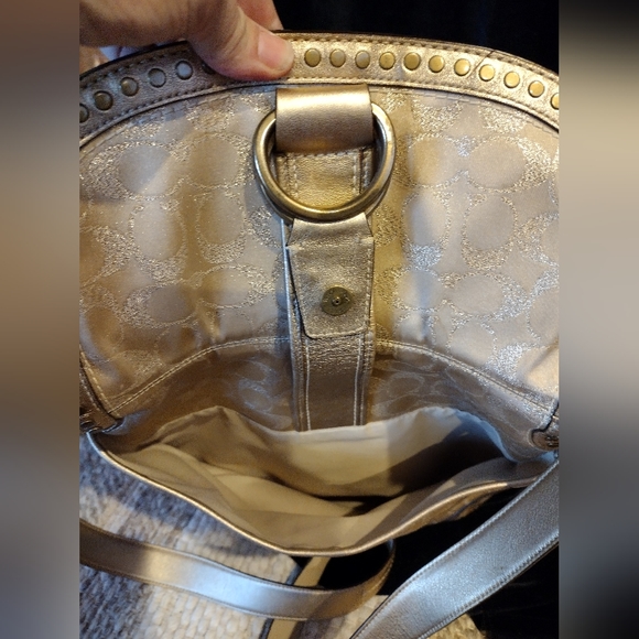 Coach Gold Metallic Signature C Bag - Picture 5 of 9
